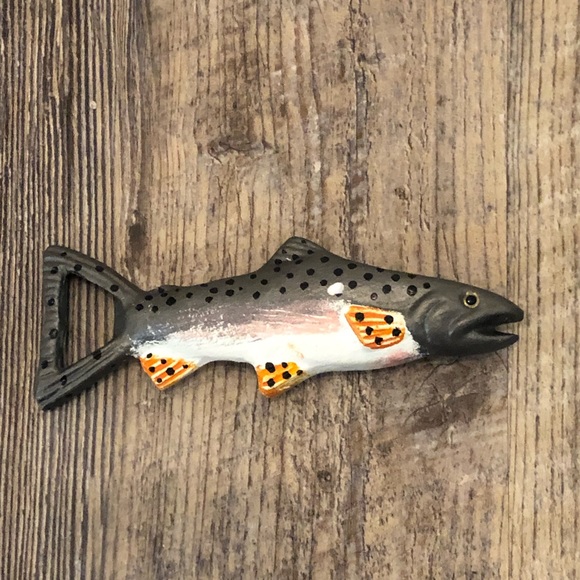 Man gear Up Stream Swimmer Bottle Opener cast iron EUC, great to take fishing - Picture 1 of 6